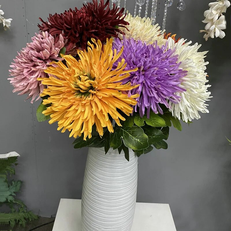 Umjetna krizantema Svila Velika zmajeva kandža Cvjetna grana Vjenčani cvjetni aranžman Materijal Kućni stol Buket za dnevni boravak