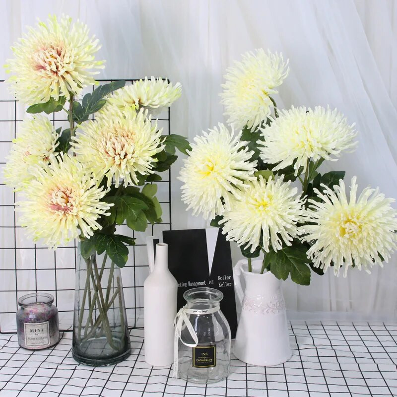 Umjetna krizantema Svila Velika zmajeva kandža Cvjetna grana Vjenčani cvjetni aranžman Materijal Kućni stol Buket za dnevni boravak