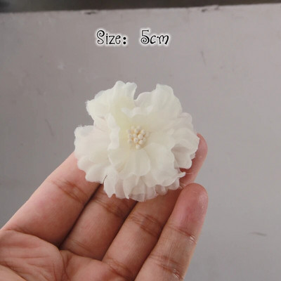 10GB/Lot Beige Series Mix Styles Komplekts Šifona auduma ziedi kāzu ielūgumiem Mākslīgie ziedi kleitu cepures dekorēšanai