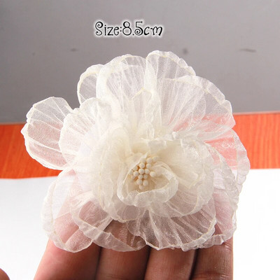 10GB/Lot Beige Series Mix Styles Komplekts Šifona auduma ziedi kāzu ielūgumiem Mākslīgie ziedi kleitu cepures dekorēšanai