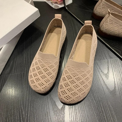 Ženske cipele visoke kvalitete za proljeće i jesen 2023., ženske ravne cipele, jednobojne mrežaste tkanine, prozračne okrugle prste Zapatillas De Mujer