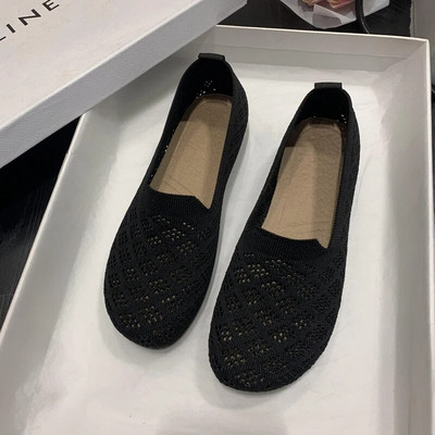 Ženske cipele visoke kvalitete za proljeće i jesen 2023., ženske ravne cipele, jednobojne mrežaste tkanine, prozračne okrugle prste Zapatillas De Mujer