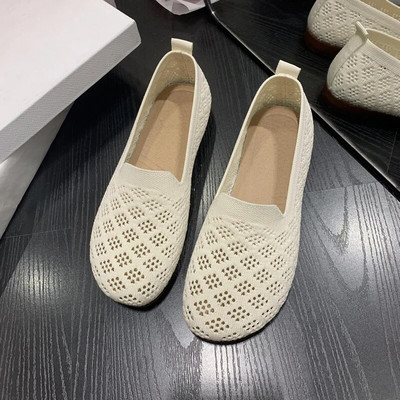 Ženske cipele visoke kvalitete za proljeće i jesen 2023., ženske ravne cipele, jednobojne mrežaste tkanine, prozračne okrugle prste Zapatillas De Mujer