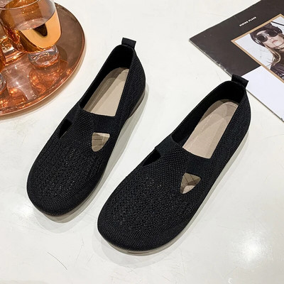 Ženske cipele visoke kvalitete za proljeće i jesen 2023., ženske ravne cipele, jednobojne mrežaste tkanine, prozračne okrugle prste Zapatillas De Mujer