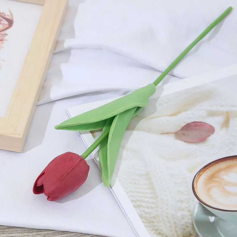 3/5 tükki tehistulbi simulatsioonikimp Real Touch PU vaht võltslilled pulmakaunistus Lilled kodukaunistus