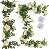 2M művirágok selyem rózsa gypsophila füzér hamis eukaliptusz szőlő függő növények esküvői otthoni parti asztaldísz