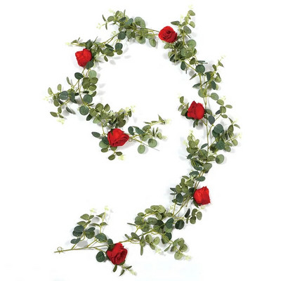 2M művirágok selyem rózsa gypsophila füzér hamis eukaliptusz szőlő függő növények esküvői otthoni parti asztaldísz