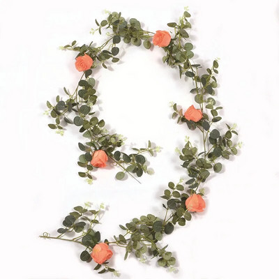 2M művirágok selyem rózsa gypsophila füzér hamis eukaliptusz szőlő függő növények esküvői otthoni parti asztaldísz