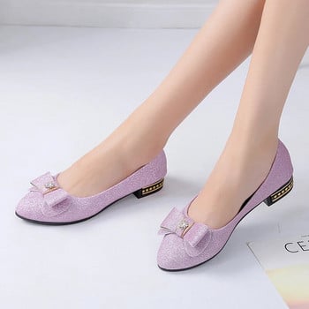 Пролет Есен Дамски обувки с равни пръсти Сватбени обувки с ниски токчета Дамски обувки с папийонка Дамски zapatos mujer 6658