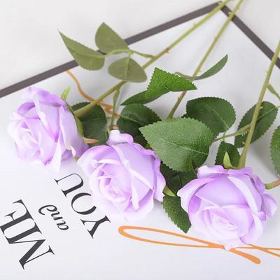 Pakiranje od 3-5 buketa umjetnog cvijeća Crveni baršun Lažno cvijeće ruže Vjenčanje Dekoracija kućnog stola Božićni poklon za Valentinovo