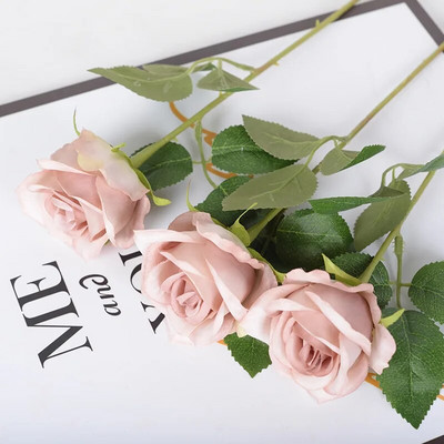 Pakiranje od 3-5 buketa umjetnog cvijeća Crveni baršun Lažno cvijeće ruže Vjenčanje Dekoracija kućnog stola Božićni poklon za Valentinovo