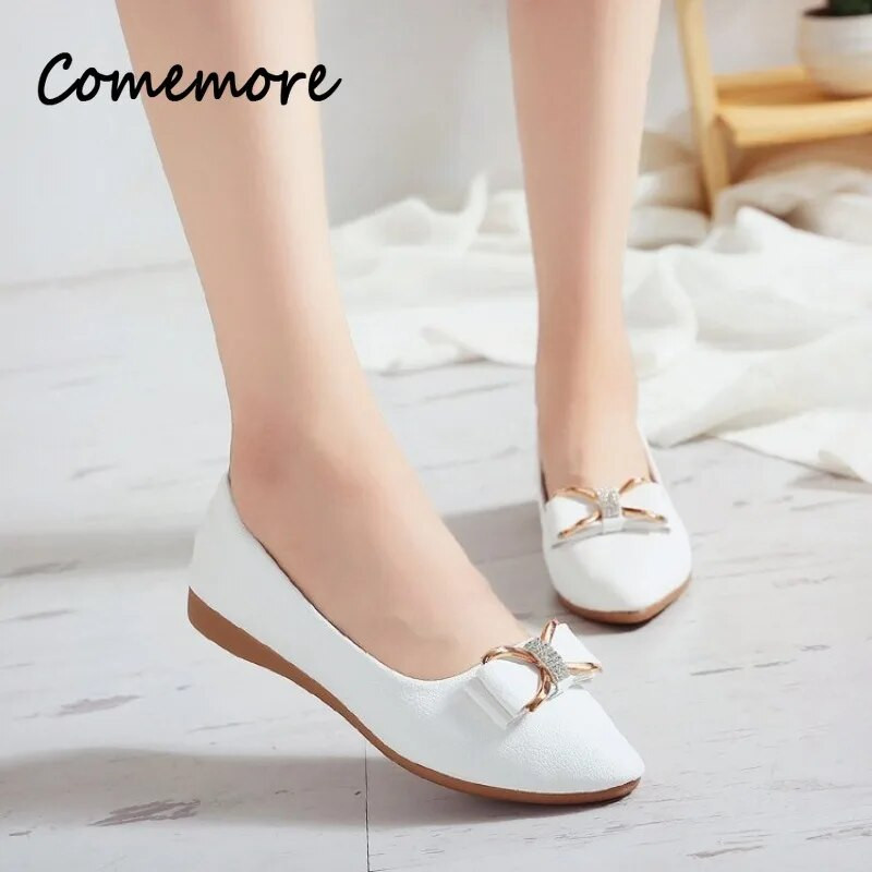 Comemore Shallow Bowknot lamedad nahast kingad naistele, naiste suvi 2023 lamedad kingad naistele, mugavad ja elegantsed pumbajalatsid