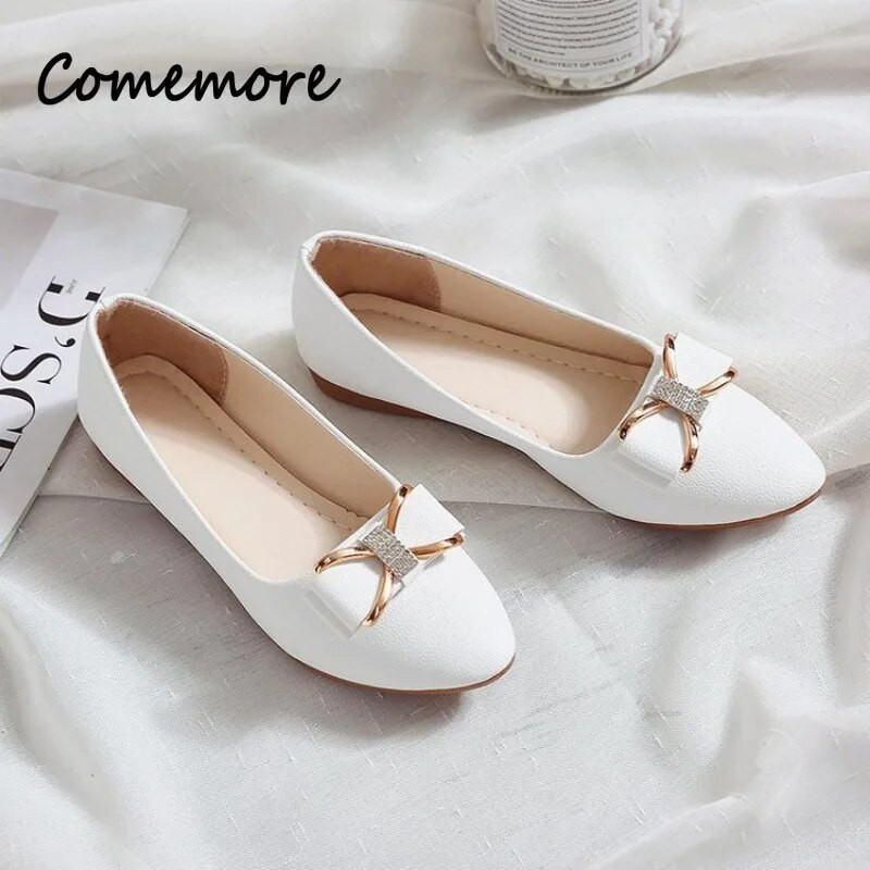 Comemore Shallow Bowknot lamedad nahast kingad naistele, naiste suvi 2023 lamedad kingad naistele, mugavad ja elegantsed pumbajalatsid