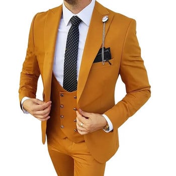 2023 Trajes De Hombre Slim Fit сватбен бизнес смокинг костюм за младоженец Официален джентълменски дизайни на блейзъри от 3 части за комплект мъжки костюми