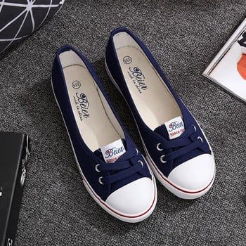 Ежедневни плоски обувки Дамски плоски обувки с плитка уста Обувки за свободното време на платформа, летни дамски платнени сини червени zapatos de mujer