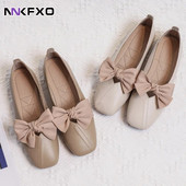 liela izmēra Bow sieviešu dzīvokļi Kontraktas sekla mutes kvadrātveida purngals plakani apavi sievietēm pavasaris vasara rudens korejiešu stila sieviešu apavi