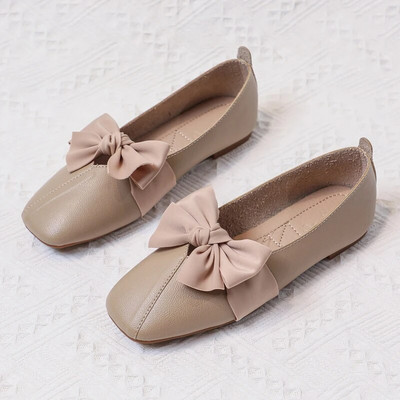 liela izmēra Bow sieviešu dzīvokļi Kontraktas sekla mutes kvadrātveida purngals plakani apavi sievietēm pavasaris vasara rudens korejiešu stila sieviešu apavi