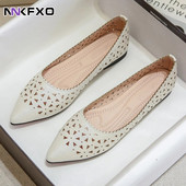 Ženske ravne cipele Kožne ženske baletne cipele sa šiljatim prstima Ljetne ženske cipele s izdubljenim natikačama Ženske cipele Sandale Vc3091