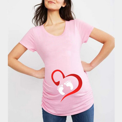 Ljetne majice kratkih rukava za trudnice s printom smiješnog crtića za trudnice, ružičasta odjeća velikih veličina Ženske vruće rasprodaje T-shirt majica