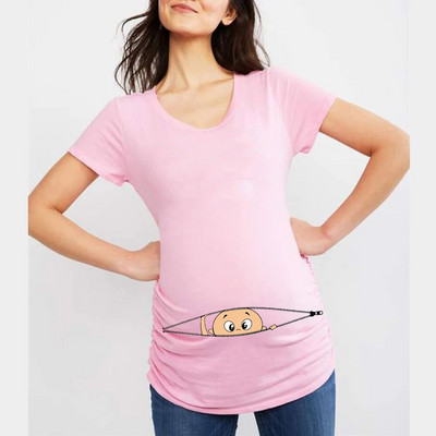 Ljetne majice kratkih rukava za trudnice s printom smiješnog crtića za trudnice, ružičasta odjeća velikih veličina Ženske vruće rasprodaje T-shirt majica