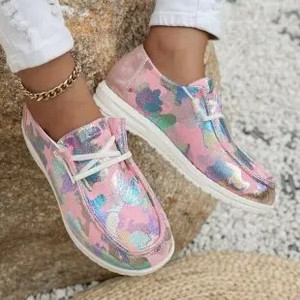 Maogu Lagane ravne tenisice na navlačenje Ženske ljetne prozračne platnene natikače Mokasine s platnenim motivima s printom Ženska mujer