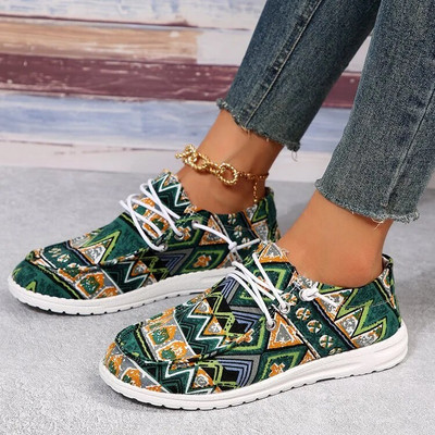 Maogu Lagane ravne tenisice na navlačenje Ženske ljetne prozračne platnene natikače Mokasine s platnenim motivima s printom Ženska mujer