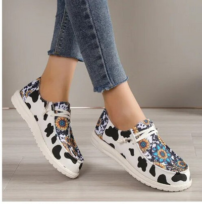 Maogu Lagane ravne tenisice na navlačenje Ženske ljetne prozračne platnene natikače Mokasine s platnenim motivima s printom Ženska mujer