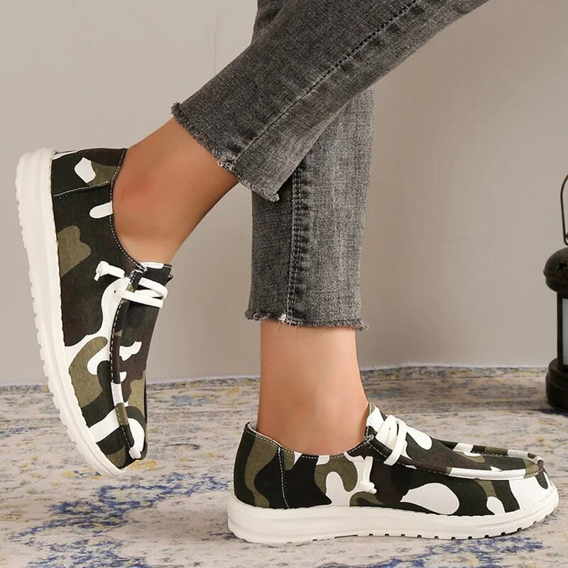 Maogu Lagane ravne tenisice na navlačenje Ženske ljetne prozračne platnene natikače Mokasine s platnenim motivima s printom Ženska mujer