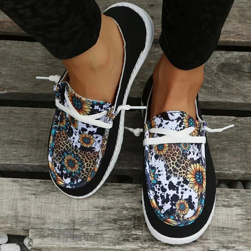 Maogu Lagane ravne tenisice na navlačenje Ženske ljetne prozračne platnene natikače Mokasine s platnenim motivima s printom Ženska mujer
