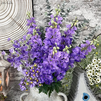 SunMade Luxury Moist Feeling Delphinium Real Touch Τεχνητά λουλούδια Διακόσμηση σπιτιού Flores Artificales Λευκό λουλούδι Φθινοπωρινή διακόσμηση