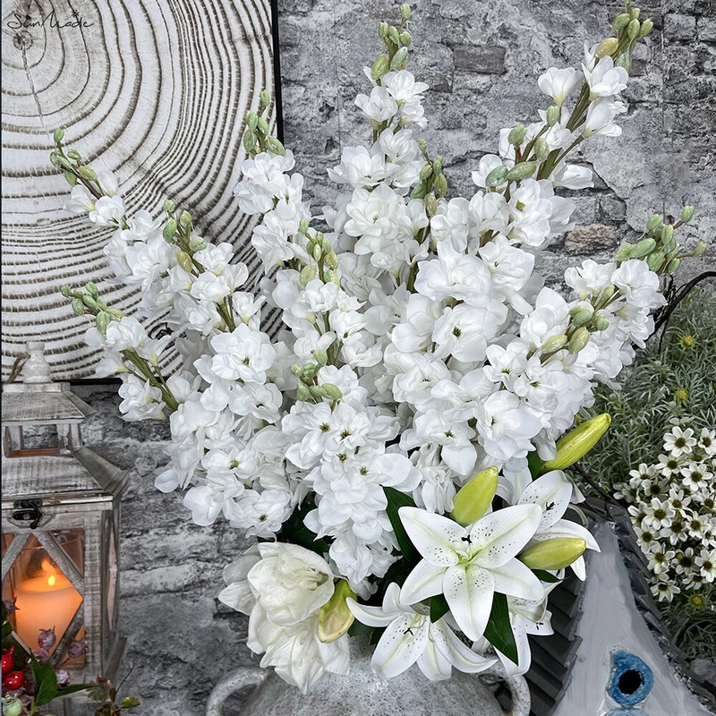 SunMade Luxury Moist Feeling Delphinium Real Touch Umjetno cvijeće Dekoracija doma Flores Artificales Bijelo cvijeće Jesenski dekor