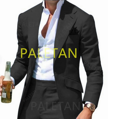 Peak Collar Vīriešu uzvalki Slim Fit Robots, Zaļš vīriešu uzvalks Blazeri Jakas Bikses 2 daļ.