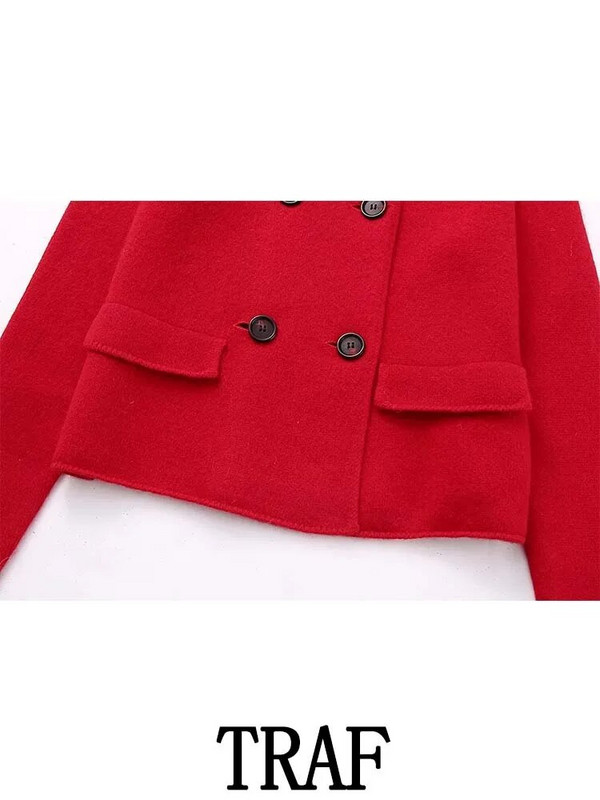 TRAF 2023 naiste 2-osalised komplektid Moodsad lühikesed kaherealised bleisermantlid + miniseelikud A-Line seelikud Elegantsed sügisesed komplektid