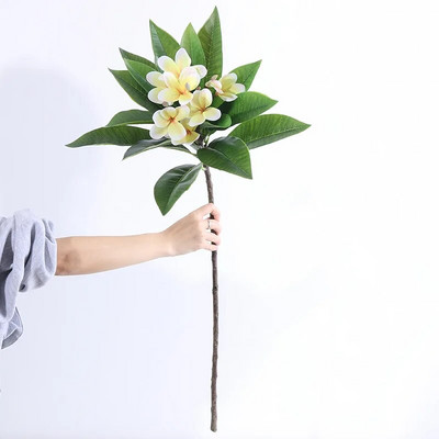 1 KOM Umjetne cvjetne grane plumerije Lažne stabljike Prirodno zeleno lišće Cvijeće Za izvanredne DIY dodatke