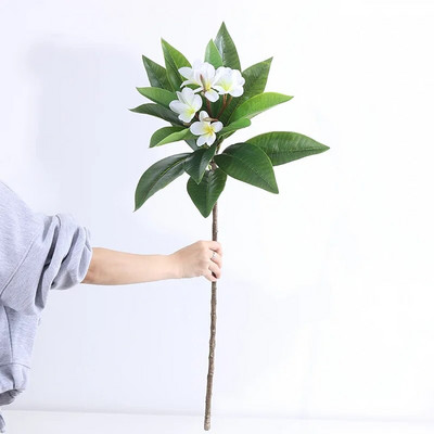 1 KOM Umjetne cvjetne grane plumerije Lažne stabljike Prirodno zeleno lišće Cvijeće Za izvanredne DIY dodatke