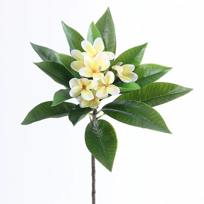 1 KOM Umjetne cvjetne grane plumerije Lažne stabljike Prirodno zeleno lišće Cvijeće Za izvanredne DIY dodatke