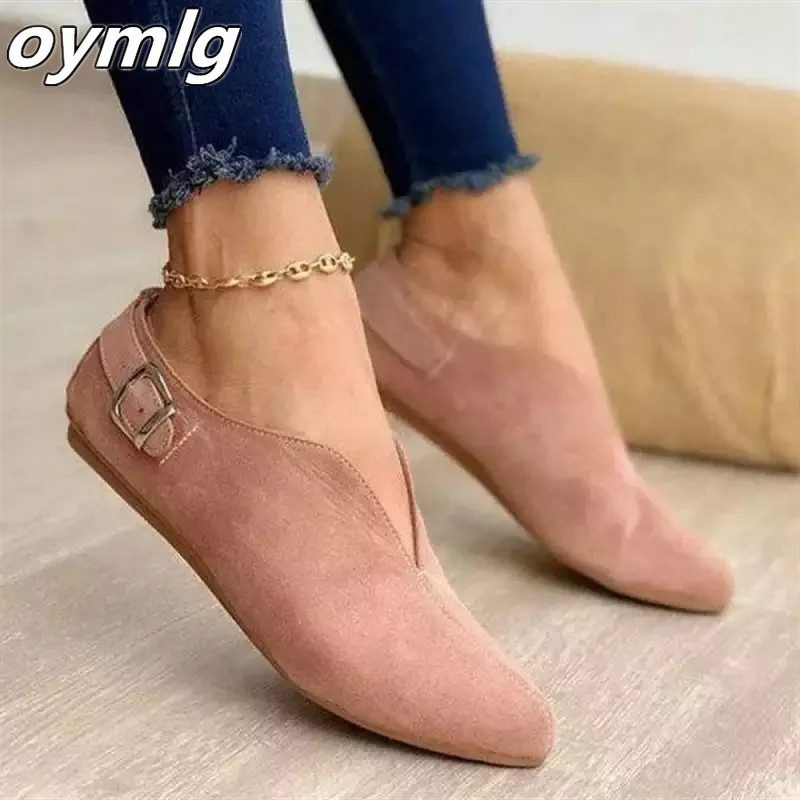 Lapos nagy cipő 2023 tavaszi és őszi új kerek velúr alsó ujjú láb alkalmi csatos női egycipő