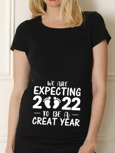 Μαύρο πουκάμισο εγκυμοσύνης για εγκυμοσύνη χαριτωμένο μπλουζάκι με κοντό μανίκι με λαιμόκοψη Μπλουζάκι με κοντό μανίκι Μπλουζάκι για έγκυες μπλούζες Μαμά Ρούχα Βρεφική Αναγγελία Μπλουζάκι