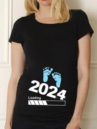 Μαύρο πουκάμισο εγκυμοσύνης για εγκυμοσύνη χαριτωμένο μπλουζάκι με κοντό μανίκι με λαιμόκοψη Μπλουζάκι με κοντό μανίκι Μπλουζάκι για έγκυες μπλούζες Μαμά Ρούχα Βρεφική Αναγγελία Μπλουζάκι