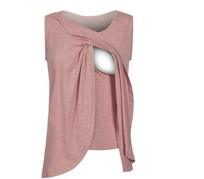 Νέο μπλουζάκι μητρότητας Μπλουζάκι μητρότητας Casual αμάνικο φανελάκι για εγκυμοσύνη Θηλασμό πουκάμισο θηλασμού