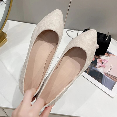 Ženske ravne tenisice od umjetne brušene kože sa šiljatim vrhom Udobne ženske cipele Crne mokasine Plitke jednostruke cipele Plava Crvena 1057C