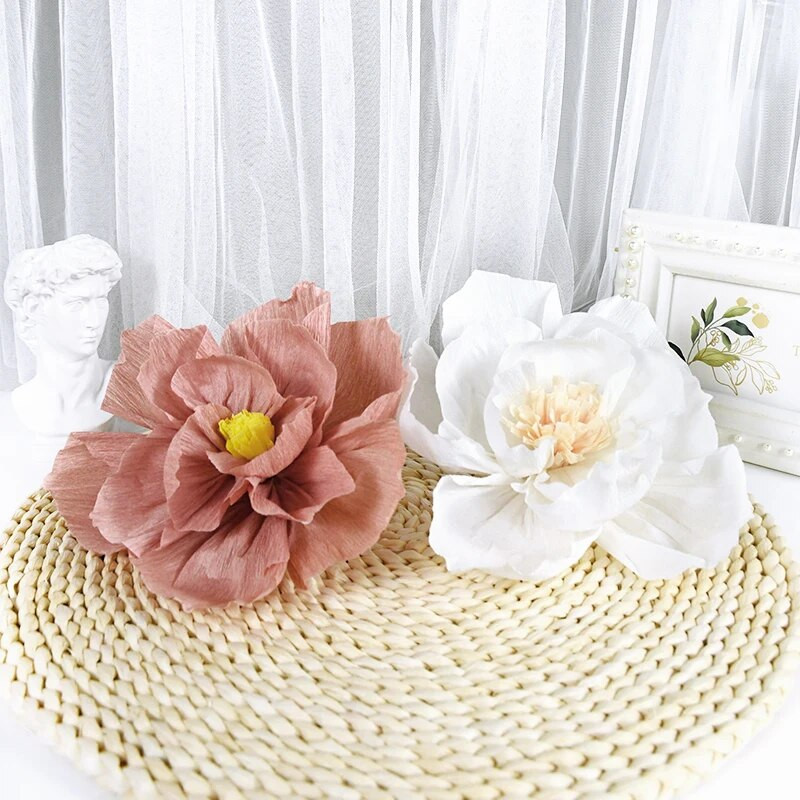 3/1kom DIY cvijet od krep papira Umjetni božur Glava ruže za dom Vjenčanje Rođendan Pozadina Zidni dekor DIY Cvjetni obrt