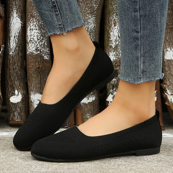Плоски обувки Дамски модни приплъзващи се мрежести мокасини Дишащи еластични балетки Дамски обувки с остри пръсти Удобни леки обувки