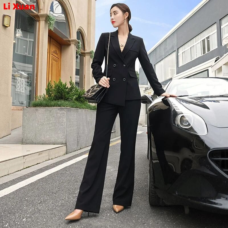 Visokokvalitetne jesensko-zimske formalne ženske jakne hlače Žensko poslovno odijelo Radna odjeća Uredska uniforma Široke nogavice Kompleti jakni