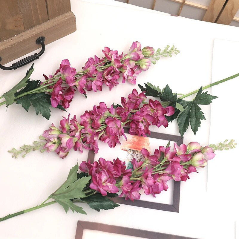 Gyönyörű jácint művirág hosszú ágú Delphinium selyem művirág esküvői házibuli kerti dekoráció fleur artificielles