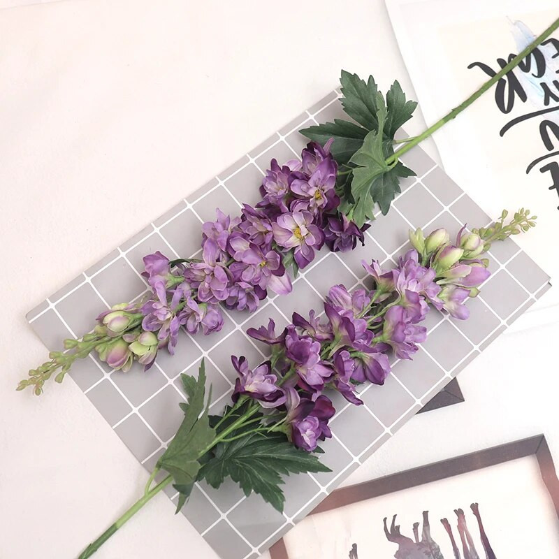 Gyönyörű jácint művirág hosszú ágú Delphinium selyem művirág esküvői házibuli kerti dekoráció fleur artificielles