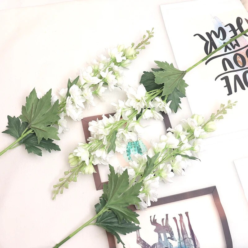 Gyönyörű jácint művirág hosszú ágú Delphinium selyem művirág esküvői házibuli kerti dekoráció fleur artificielles