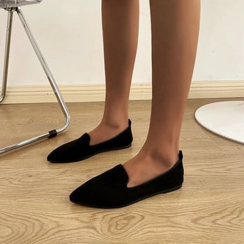 2022 Модни мокасини с приплъзване Дишащи еластични балетни обувки с плитко дъно Плоски обувки Дамски обувки с остри меки дъна Дамски прилив