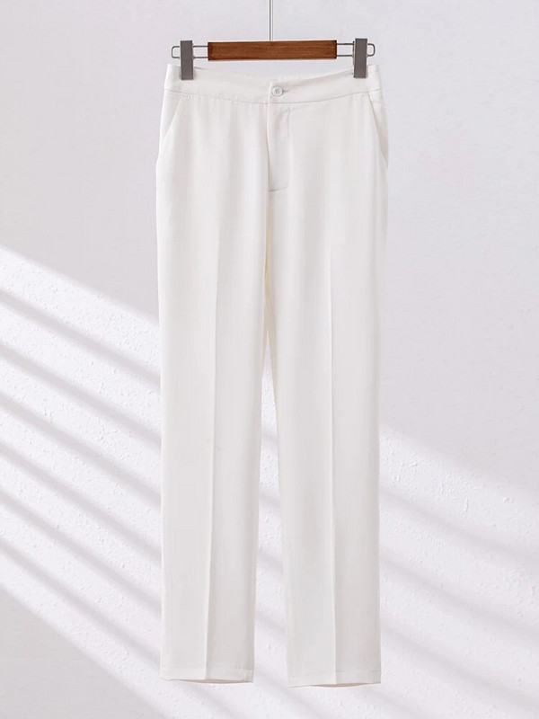 Ljeto Proljetno odijelo s hlačama Žensko žensko crno-bijelo kaki sako do pola rukava i hlače Ženska radna odjeća Formalni set od 2 komada