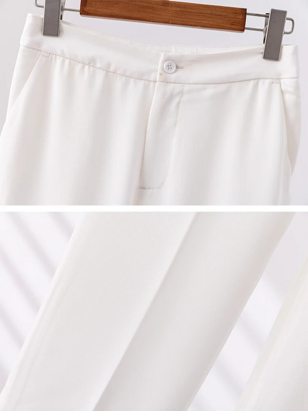 Ljeto Proljetno odijelo s hlačama Žensko žensko crno-bijelo kaki sako do pola rukava i hlače Ženska radna odjeća Formalni set od 2 komada